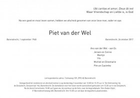 Rouwkaart Piet van der Wel 2